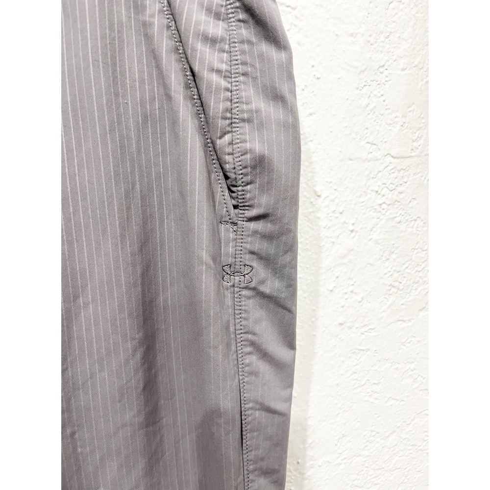 Under Armour Mens Gray Pinstripe Golf Pants Flat Front Trousers 34x34 - Picture 5 of 7